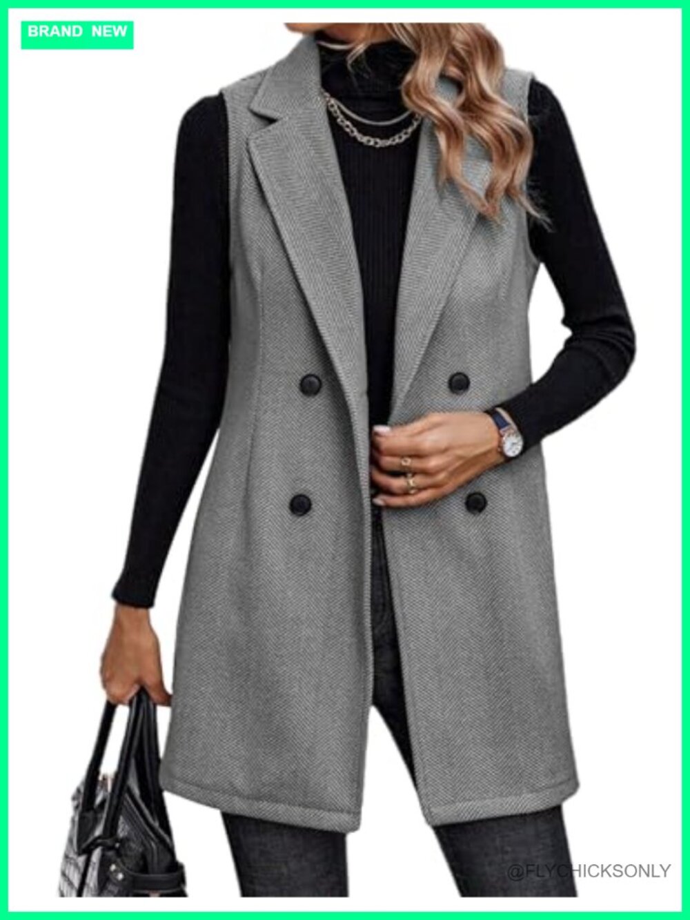 Sleeveless Long Vest Blazer Jacket Cardigan for Women Work Office
